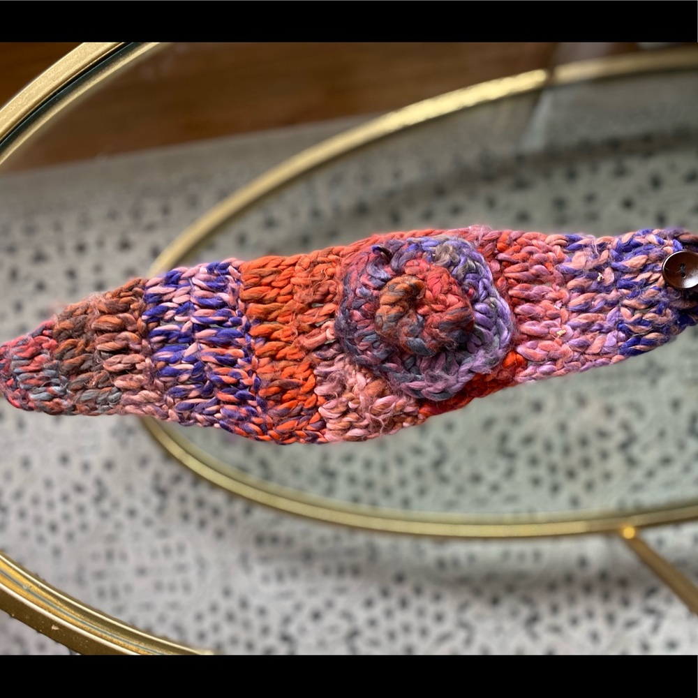 Colorful Flower Headband for Winter - Orange, Purple and Pink